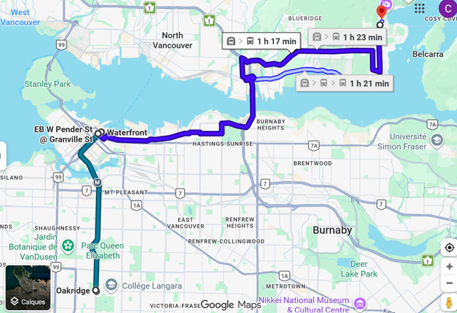 Vancouver Trajet pour DeepCove