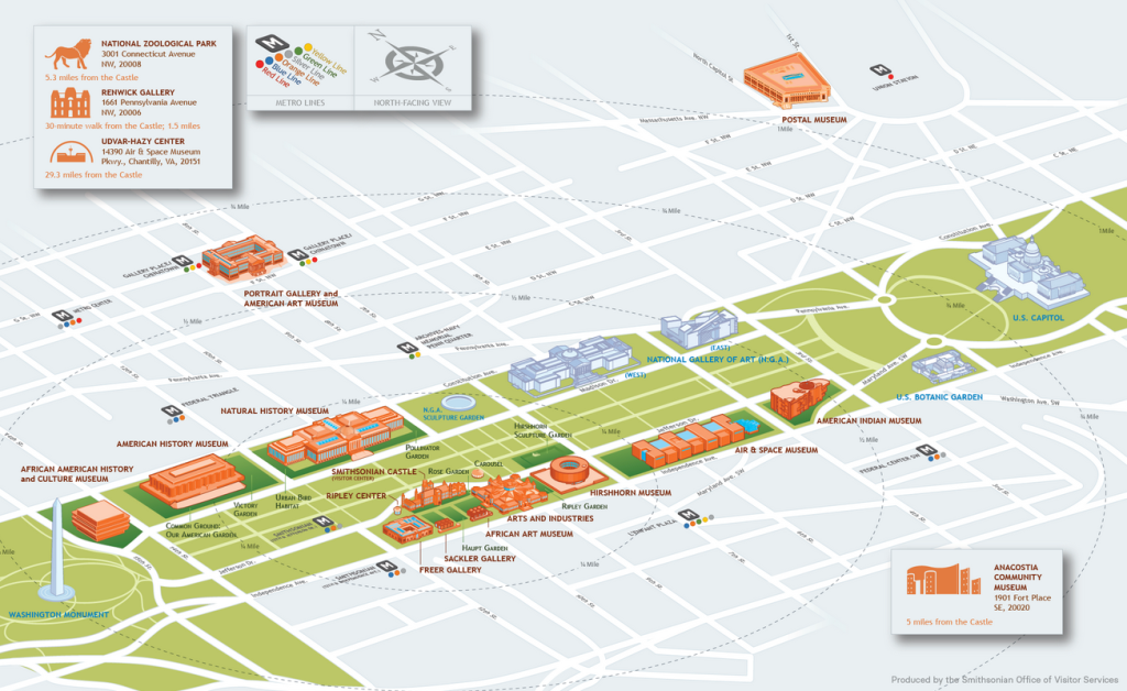 Carte des musées Smithsonian au National Mall de Washington